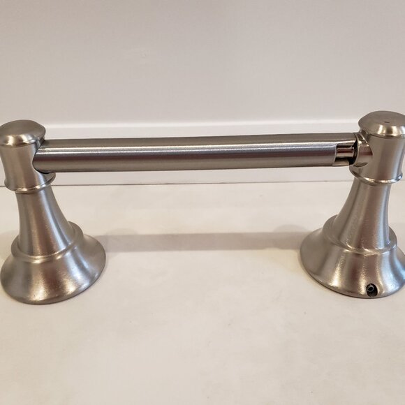 Pivoting Double Post Bathroom Toilet Roll/Toilet Paper Holder in Brushed Nickel - Picture 2 of 6